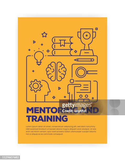 mentoring and training concept line style cover design for annual report, flyer, brochure. - développement stock illustrations