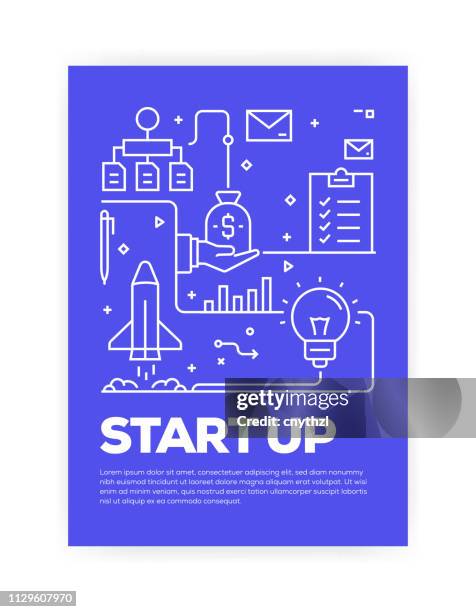 bildbanksillustrationer, clip art samt tecknat material och ikoner med starta upp konceptet linje style cover design för årliga rapport, flyer, broschyr. - entreprenör