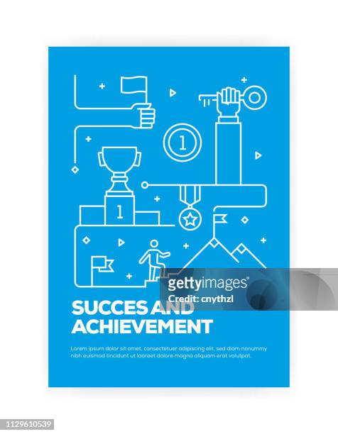 success and achievement concept line style cover design for annual report, flyer, brochure. - confidence icon stock illustrations