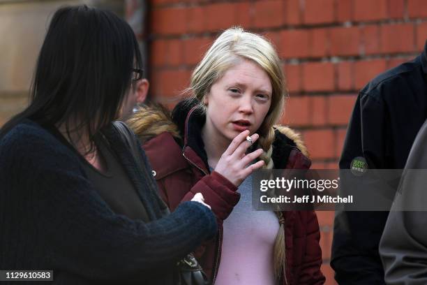 Alesha MacPhail's mother Georgina Lochrane arrives at Glasgow High Court on February 14, 2019 in Glasgow, Scotland. Six year old Alesha MacPhail was...