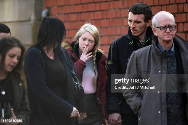 Alesha MacPhail's mother Georgina Lochrane arrives at Glasgow High Court on February 14, 2019 in Glasgow, Scotland. Six year old Alesha MacPhail was...