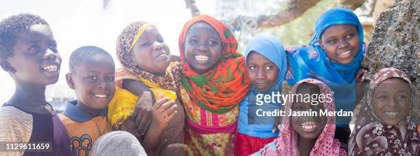 african kids group portrait - girl panoramic stock pictures, royalty-free photos & images
