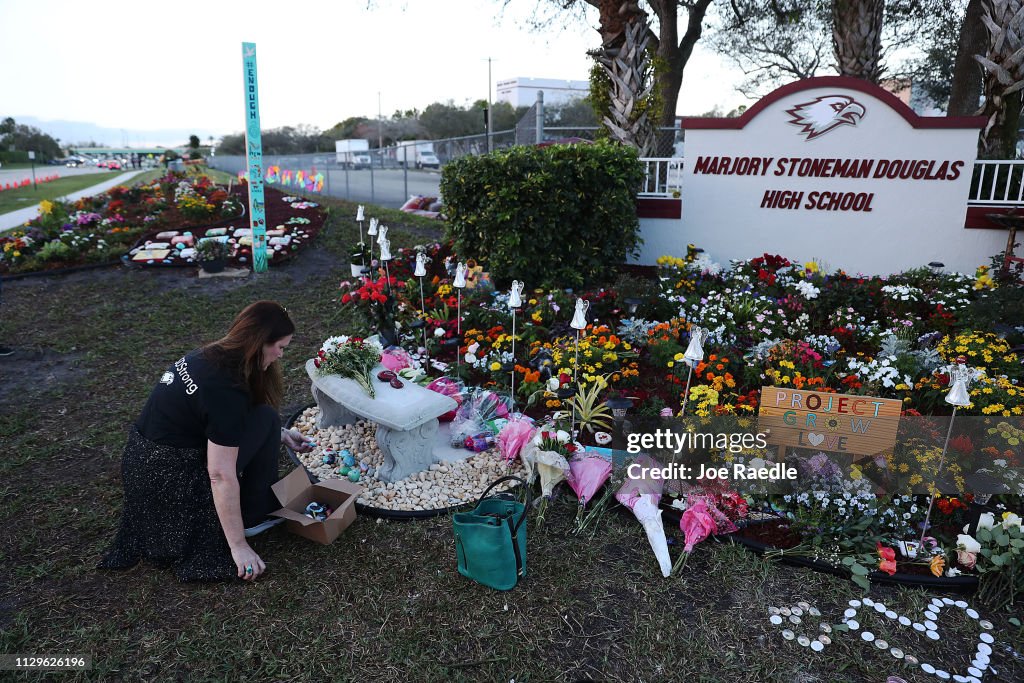 One Year Anniversary Of Deadly Shooting At Marjory Stoneman Douglas High School In Parkland, Florida