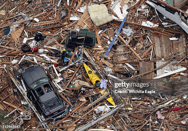 An aerial view of the destruction in Greensburg, Kansas, from Friday's tornado is seen on Saturday, May 5, 2007.