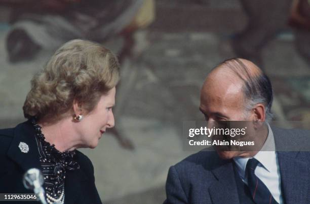 Meeting of Margaret Thatcher with Valéry Giscard d'Estaing at the Elysée.