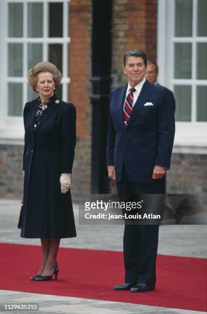 Margaret Thatcher and Ronald Reagan at Kensington's Orangery.