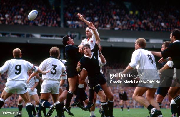 Rugby World Cup - England v New Zealand - Paul Ackford of England wins the line out. -