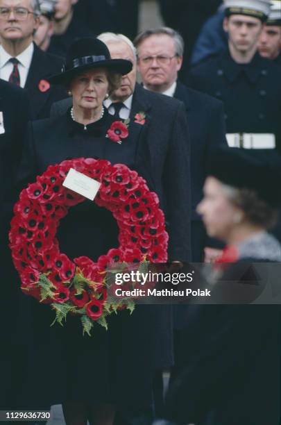 Memorial Ceremony at the Cenotaph in the presence of Margaret Thatcher.