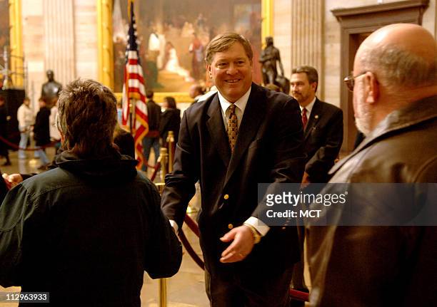 John "Jack" Ford , the eldest son of President Gerald R. Ford, greets mourners as they arrive to view the casket of President Ford in the Rotunda of...