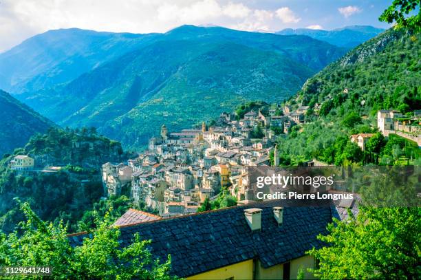 medieval village saorge, french riviera hinterland, france - provence alpes cote dazur stock pictures, royalty-free photos & images