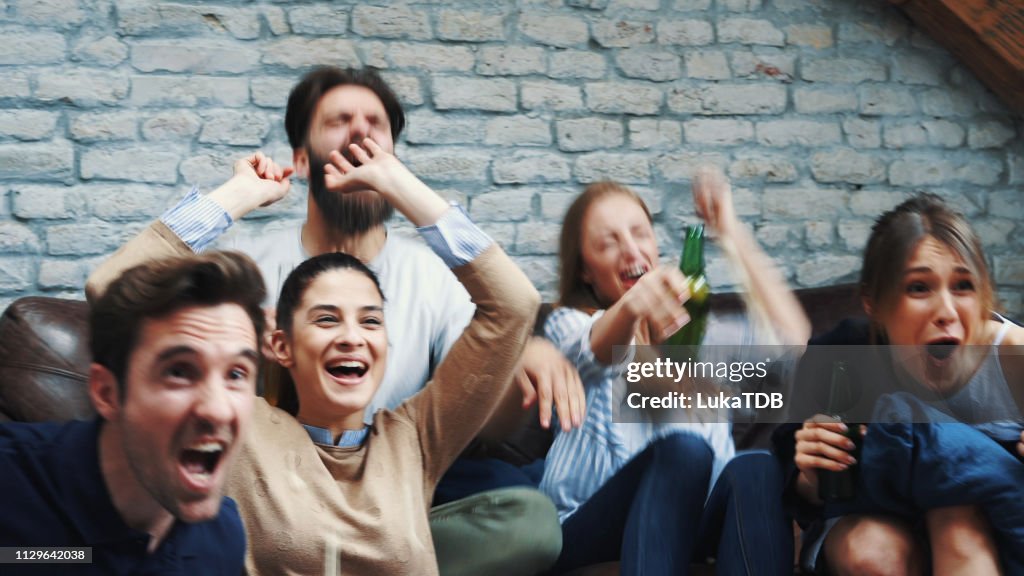 Watching football world cup with friends