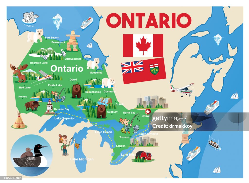 Tecknad karta över Ontario