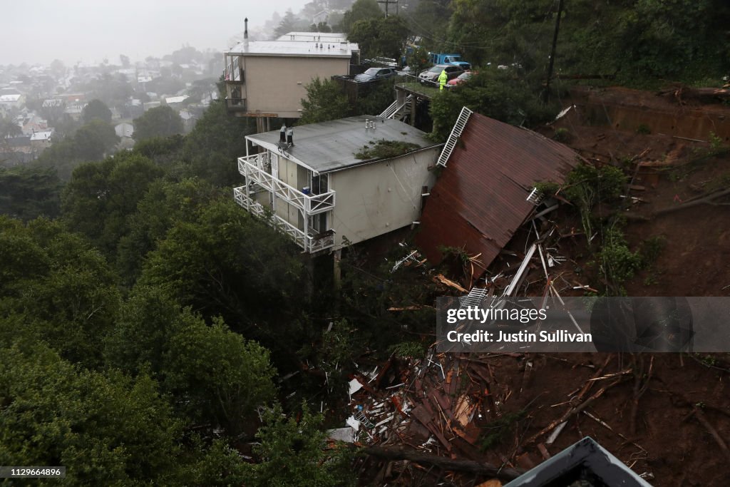 Heavy Rains Causes Mudslide In Residential Neighborhood In Sausalito, California