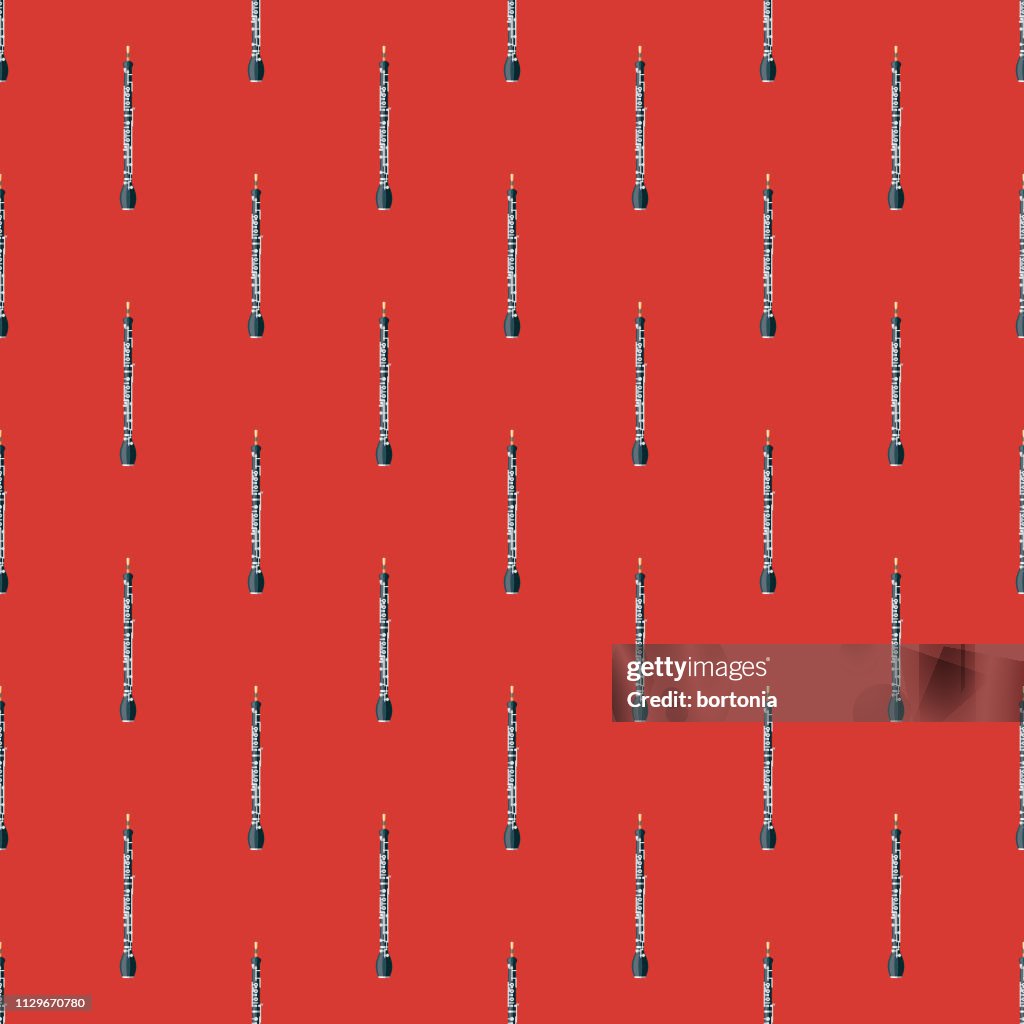 English Horn Musical Instrument Seamless Pattern