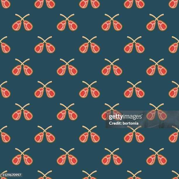 lamb australia seamless pattern - lamb chops stock illustrations