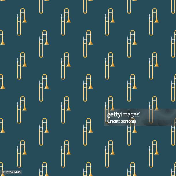 trombone musical instrument seamless pattern - slide background stock illustrations
