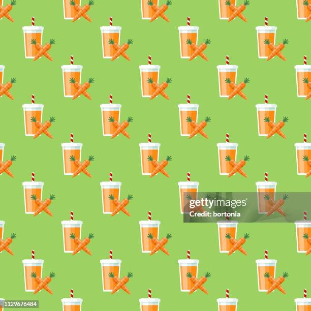 carrot smoothie seamless pattern - carrot smoothie stock illustrations