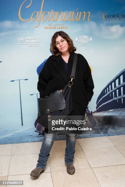 Actress Neus Sanz attends the "Cafarnaum" charity premiere in support of ACNUR at Renoir Princesa Cinema on February 14, 2019 in Madrid, Spain.