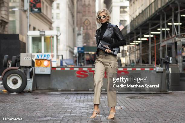 Xenia Adonts is seen on the street during New York Fashion Week AW19 wearing Michael Kors on February 13, 2019 in New York City.