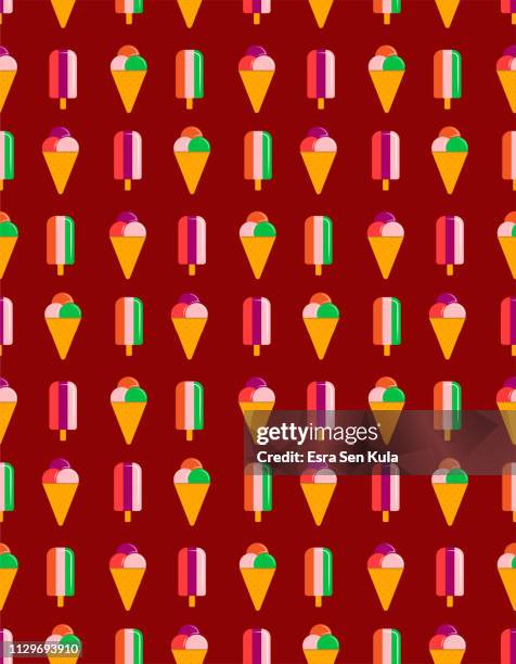ice cream seamless vector pattern - caramel background stock illustrations