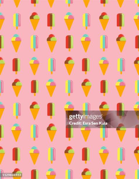 ice cream seamless vector pattern - caramel background stock illustrations