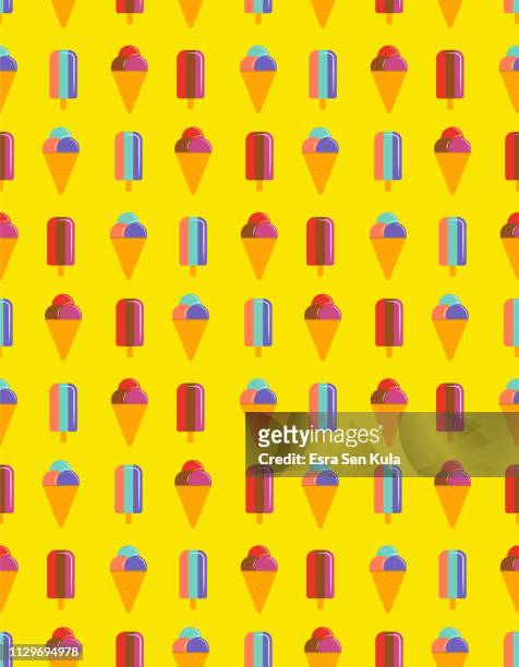 ice cream seamless vector pattern - caramel stock illustrations