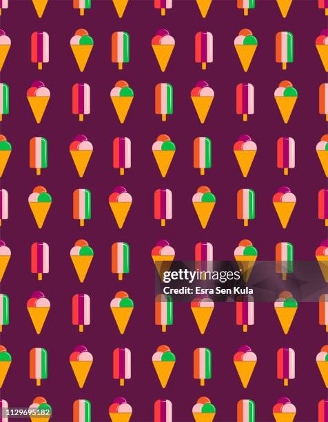 ice cream seamless vector pattern - caramel background stock illustrations