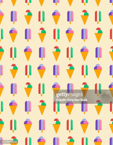 ice cream seamless vector pattern - ice cream hundreds and thousands stock illustrations