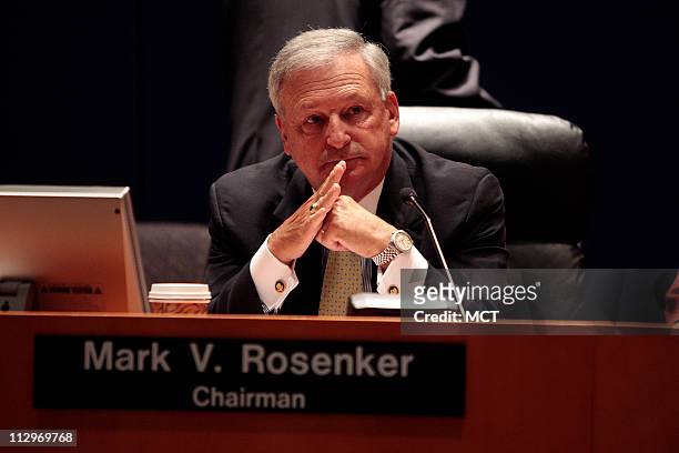 Chairman Mark Rosenker leads an NTSB meeting on the Lexington, Kentucky crash investigation on Comair Flight 5191 Thursday, July 26 2007 in...