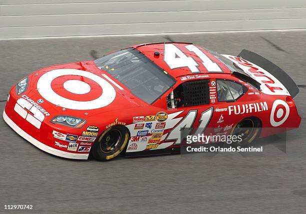 Reed Sorenson drives the Target Dodge car during qualifying for the Daytona 500 at Daytona International Speedway in Daytona Beach, Florida, Sunday,...