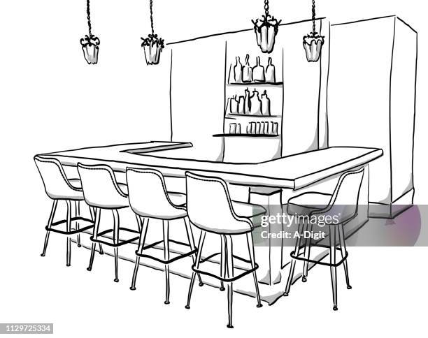 antique bar - bar area stock illustrations