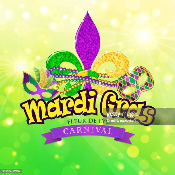 fleur de lys mardi gras carnival - mardi gras flashing stock illustrations