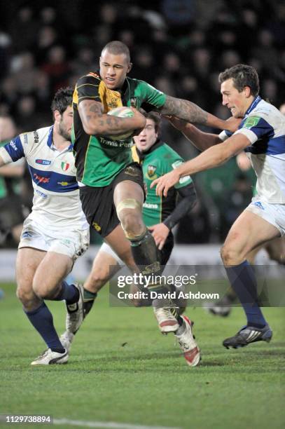 NORTHAMPTON, ENGLAND - 2009HEINEKEN CUP RUGBY NORTHAMPTON V TREVISO. COURTNEY LAWES. 12/12/09.