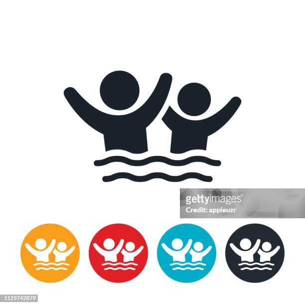 children playing in water icon - playful icon stock illustrations