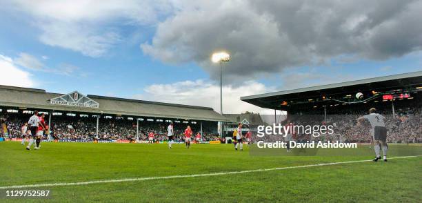 Moritz Volz takes a throw in Fulham v Manchester United at Craven Cottage Premier League 1st October 2005.