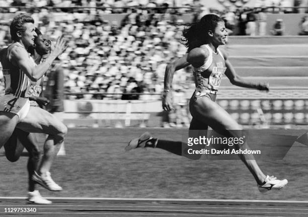 Seoul Olympic Games 1988. Florence Griffith Joyner about to win the 100m.