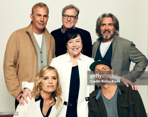 Kevin Costner, John Lee Hancock, John Fusco, Kim Dickens, Kathy Bates, and Woody Harrelson of Netflix's 'The Highwaymen' pose for a portrait in the...