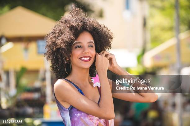 carnival afro makeup - carnaval woman stock pictures, royalty-free photos & images