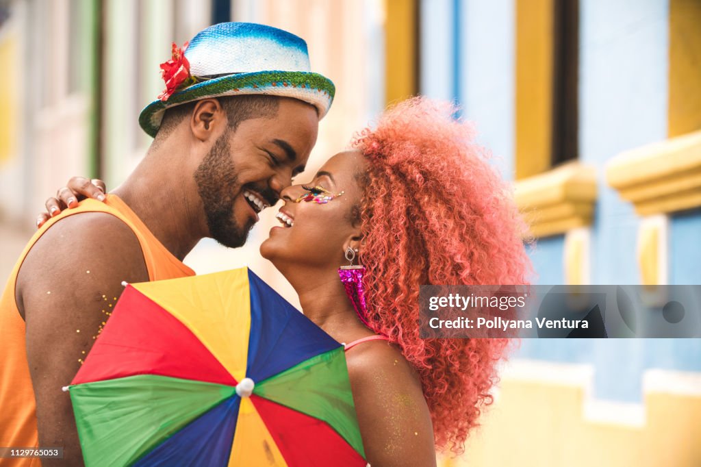 Passionate couple at Carnival