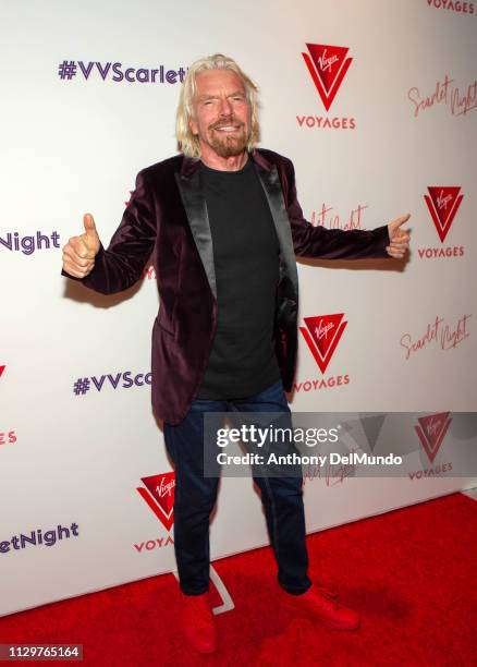 Sir Richard Branson attends the Scarlet Night Party hosted by Virgin Voyages at PlayStation Theater on February 14, 2019 in New York City.