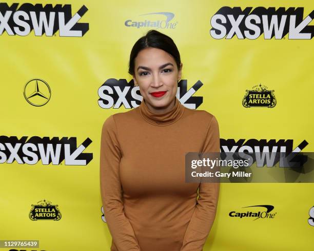 Alexandria Ocasio-Cortez attends the 'Knock Down The House' Premiere during the 2019 SXSW Conference and Festival at the Paramount Theatre on March...