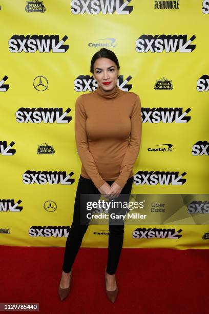 Alexandria Ocasio-Cortez attends the 'Knock Down The House' Premiere during the 2019 SXSW Conference and Festival at the Paramount Theatre on March...