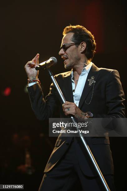 Singer Marc Anthony performs during his "Legacy Tour" at American Airlines Center on February 14, 2019 in Dallas, Texas.