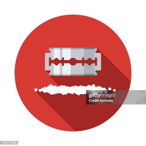 razor blade and cocaine drug icon - snorting stock illustrations