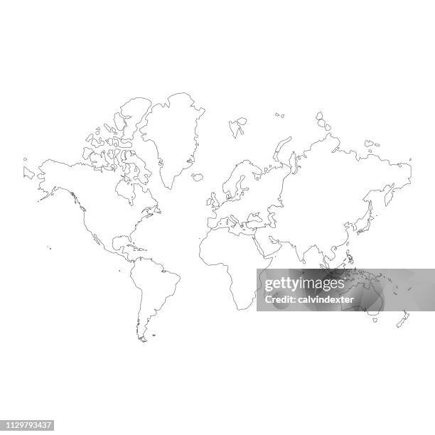world map continents - world-map-outline stock illustrations