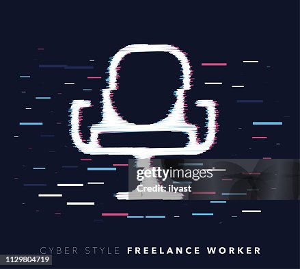 Freelance Worker Glitch Effect Vector Icon Illustration Freelance Worker Glitch Effect Vector Icon Illustration