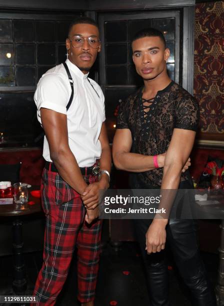 Cheerleaders Quinton Peron and Napoleon Jinnies attend GALORE X The Creme Shop Celebrate "The Romance Issue" Presented by Les Amis at No Vacancy on...