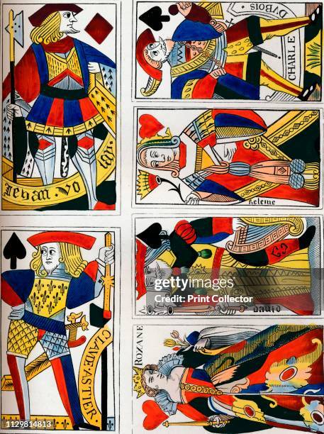 Playing cards, 16th century?, . Jacks, kings and queens from a set of cards. One of the queens is Roxane, wife of Alexander the Great, and King David...