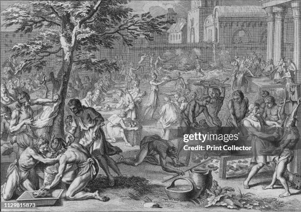 'Festin a L'Honneur du Soleil, le jour du grand Ramy', 1723. Feast in honour of the Sun, the day of the great Ramy. The Inti Raymi was a religious...