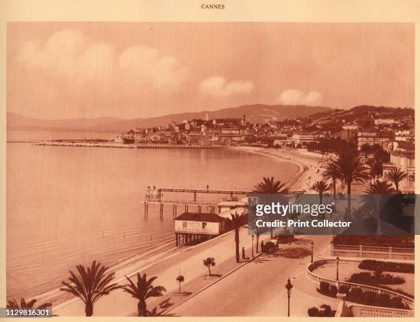 'The Croisette and Mont Chevalier, Cannes', 1930. From "La Cote d'Azur de Marseille a Menton". [Levy & Neurdein, Paris, 1930]. Artist Unknown.